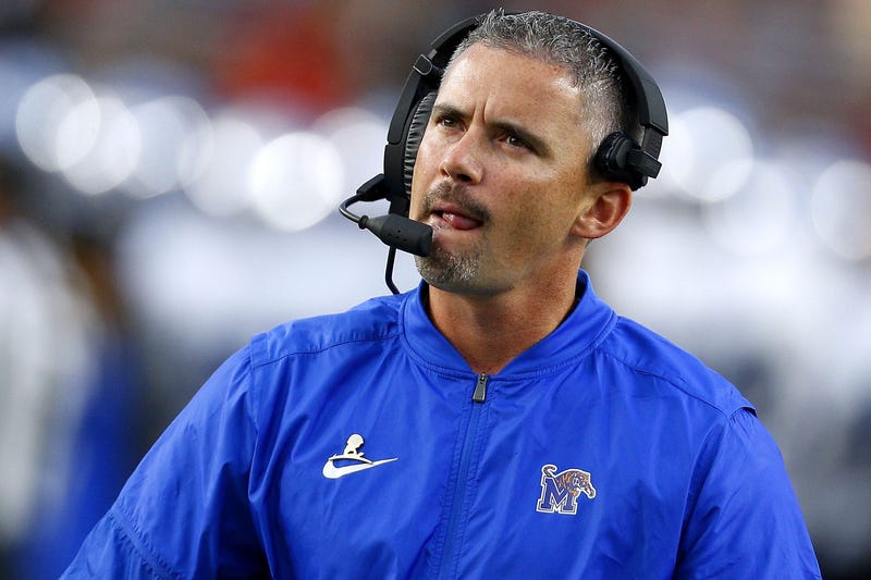 Former Memphis head coach reacts during the first half of a game against the Mississippi Rebels at Vaught-Hemingway Stadium on October 1, 2016 in Oxford, Mississippi.