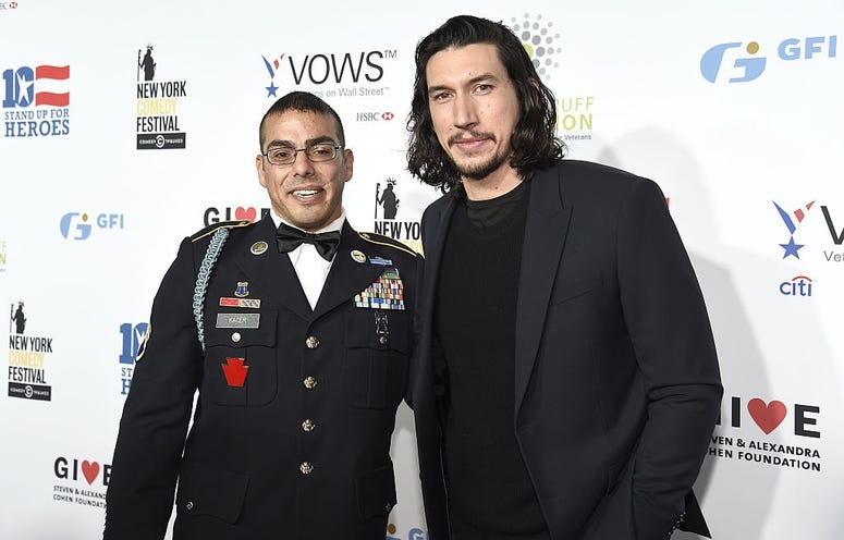 Staff Sergeant, US Army Michael Kacer and Actor Adam Driver attend as The New York Comedy Festival and The Bob Woodruff Foundation present the 10th Annual Stand Up for Heroes event.