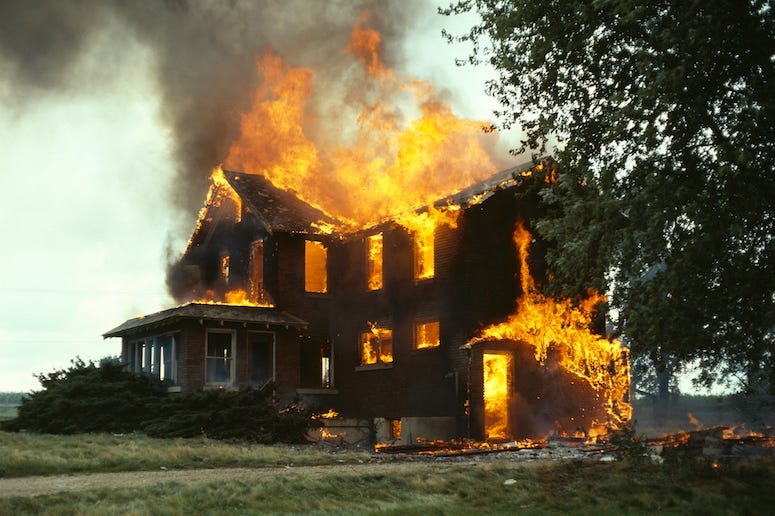 House, Fire, Flames