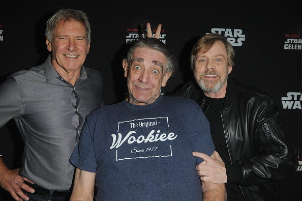 Harrison Ford, Peter Mayhew & Mark Hamill 