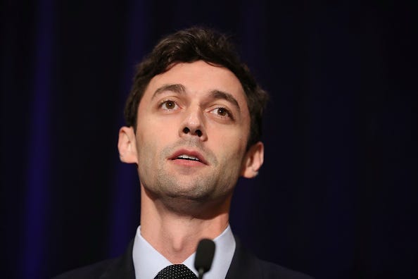 Democratic candidate Jon Ossoff speaks to his supporters 