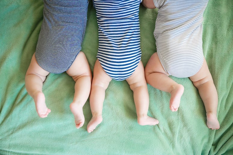 Triplets, Babies, Newborn, Blanket, Legs