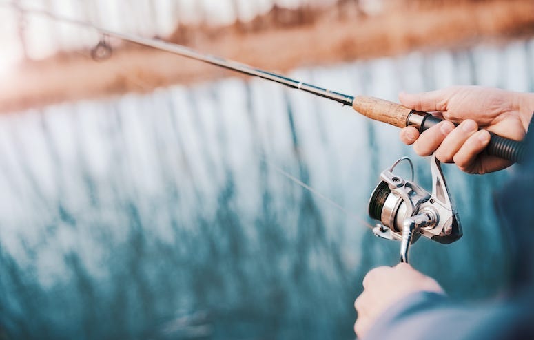 Fishing Rod, Hands, River, Reel, Riverside