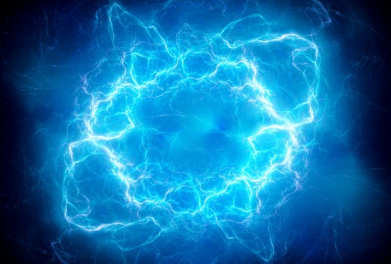 Blue glowing plasma lightning - stock photo