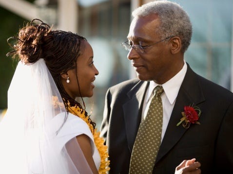 Close-up of a father dancing with his daughter at her wedding