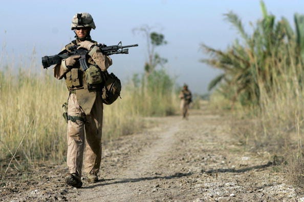 Marines on patrol in Fallujah.