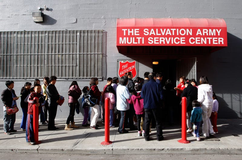 Line Outside a Slavation Army store