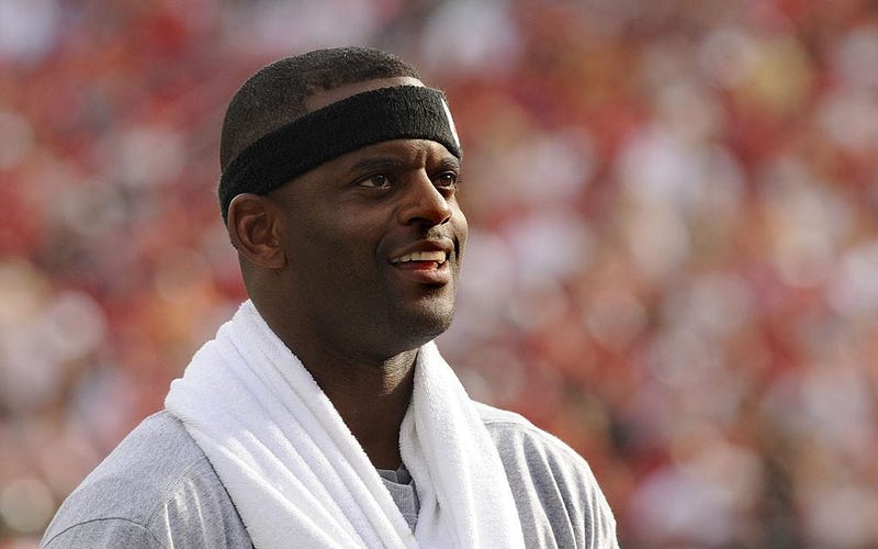 Wide receiver Ike Hilliard #19 of the Tampa Bay Buccaneers watches play against the Carolina Panthers at Raymond James Stadium on December 30, 2007