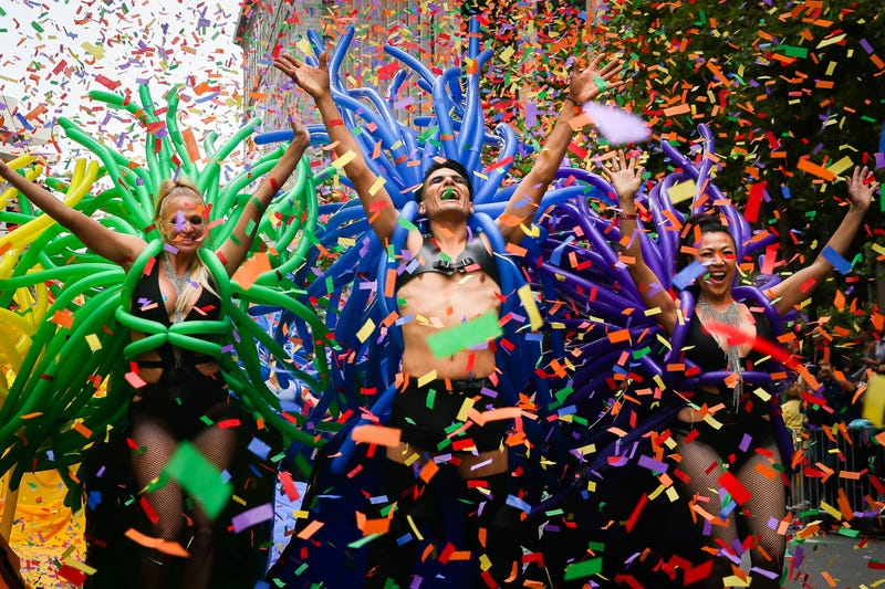 People dance in the annual LGBTQI Pride Parade on June 25, 2017 in San Francisco.