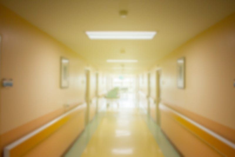 Blurred image of the corridor of a medical facility