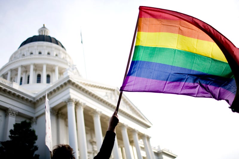 Supporters of gay marriage rally on the steps of the State Capitol November 22, 2008 in Sacramento, California.