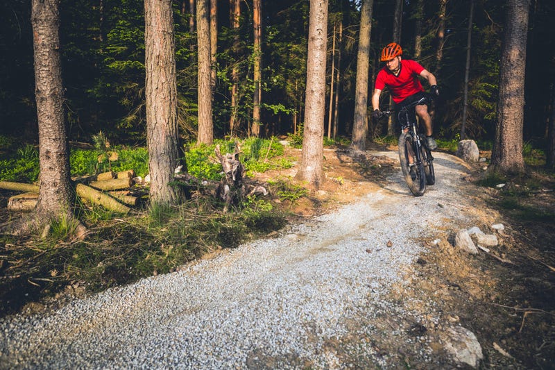 Mountain biker, riding 