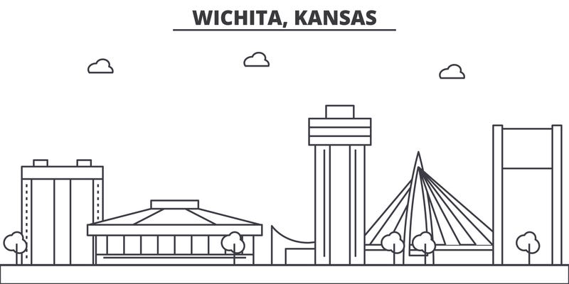 Wichita architecture line skyline illustration