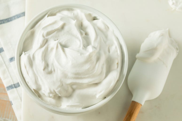 Frosting, Bowl, Whipped Cream, Spoon, Rubber Spatula