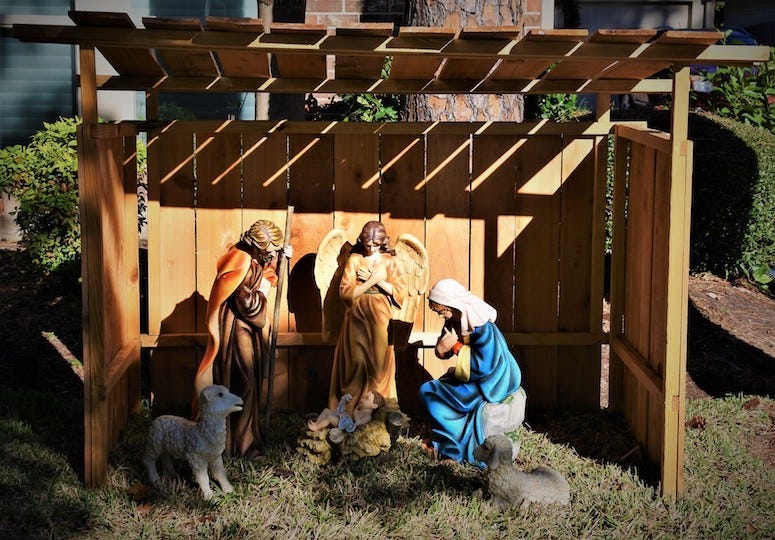 Christmas, Decorations, Lawn, Nativity Scene