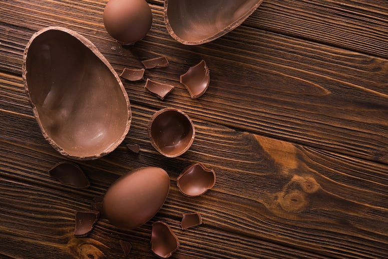 Chocolate Eggs, Wood Table, Dessert, Chocolate