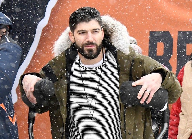 Zach Miller #86 of the Chicago Bears makes an appearance during the game against the Cleveland Browns at Soldier Field on December 24, 2017 in Chicago, Illinois.