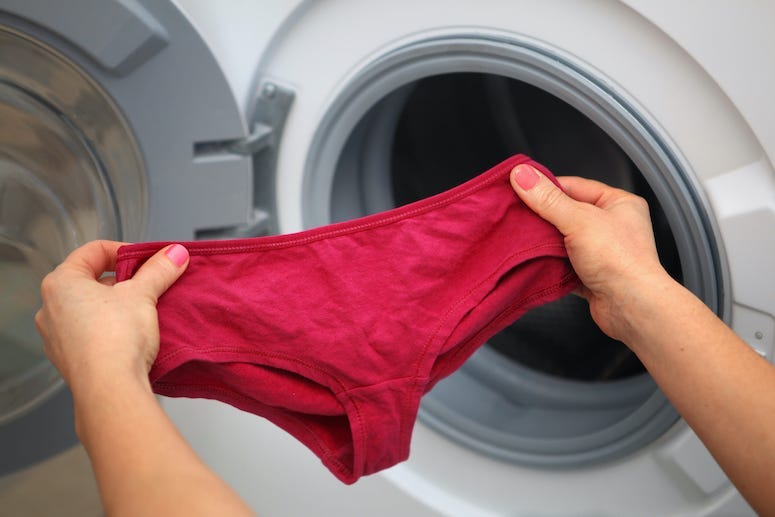 Red Underwear, Thong, Laundry Room