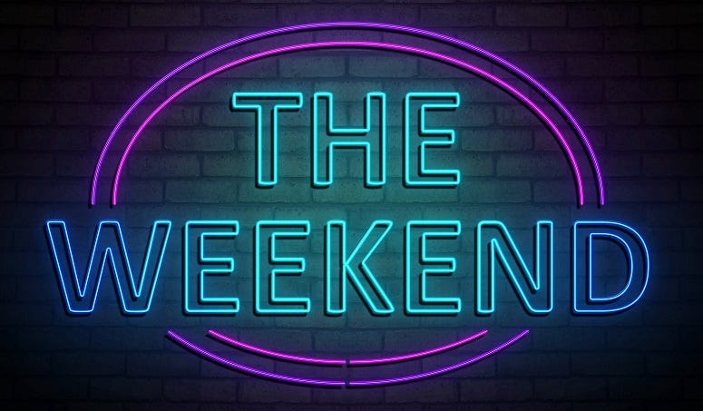 3d Illustration depicting an illuminated neon sign with a weekend concept.
