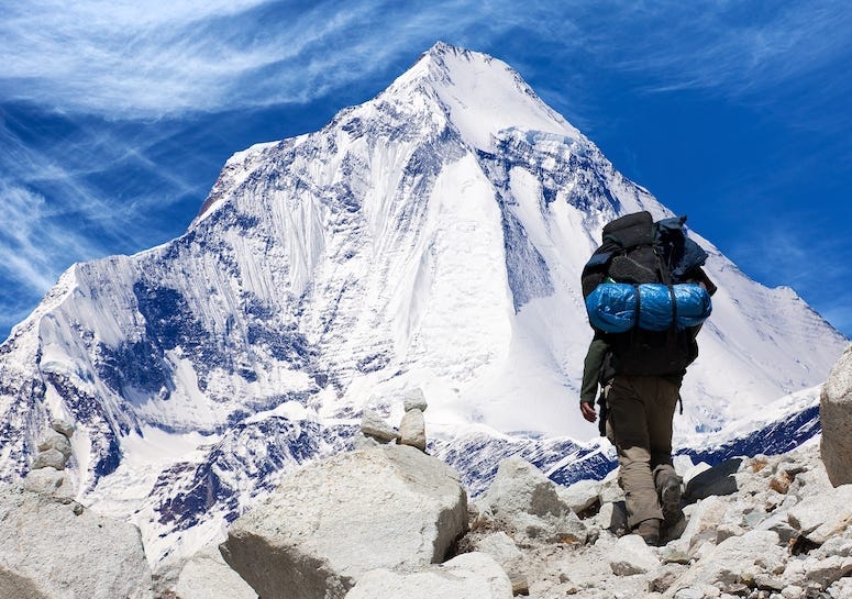 Climber, Mount Everest, Climbing, Mountain, Snow, Sky, Blue, Mountainscape