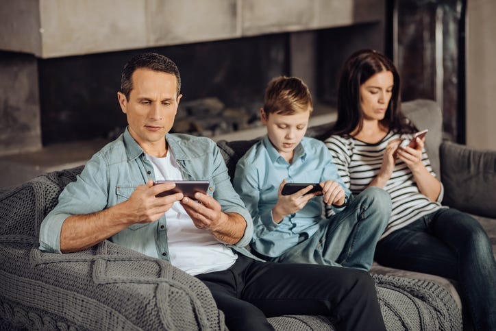 glued to phones