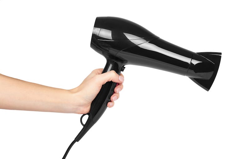 Hair Dryer, Hand, Blowing, Black, Plastic