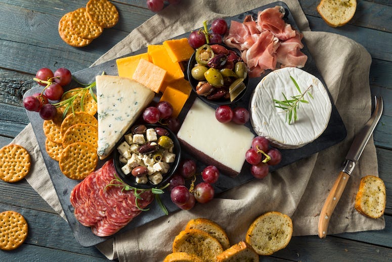 Charcuterie Board, Meats, Cheese, Crackers