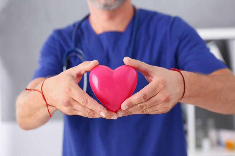 male doctor holding heart