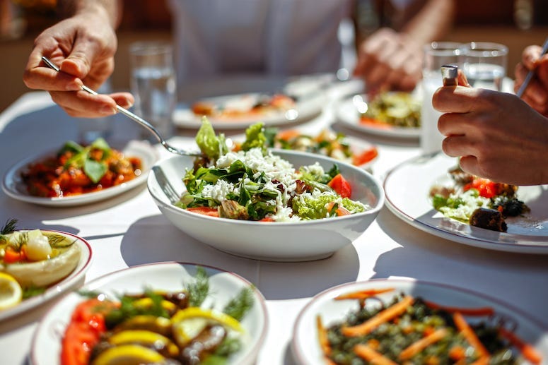 Couple, Meal, Salad, Appetizers, Vegetables, Vegan, Delicious, Table