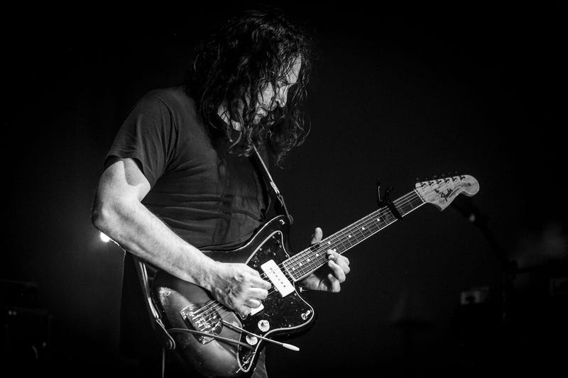 INDIO, CA - APRIL 20: (EDITORS NOTE: Image has been converted to black and white.) Adam Granduciel of The War On Drugs performs onstage during the 2018 Coachella Valley Music And Arts Festival at the Empire Polo Field on April 20, 2018 in Indio, Californi