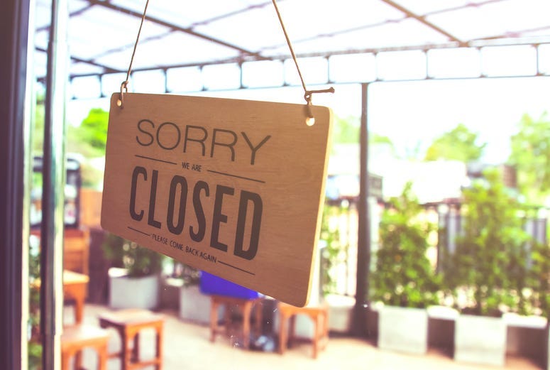 Coffee Shop, Chairs, Tables, Closed