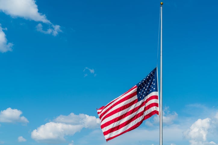 American flag at half-staff