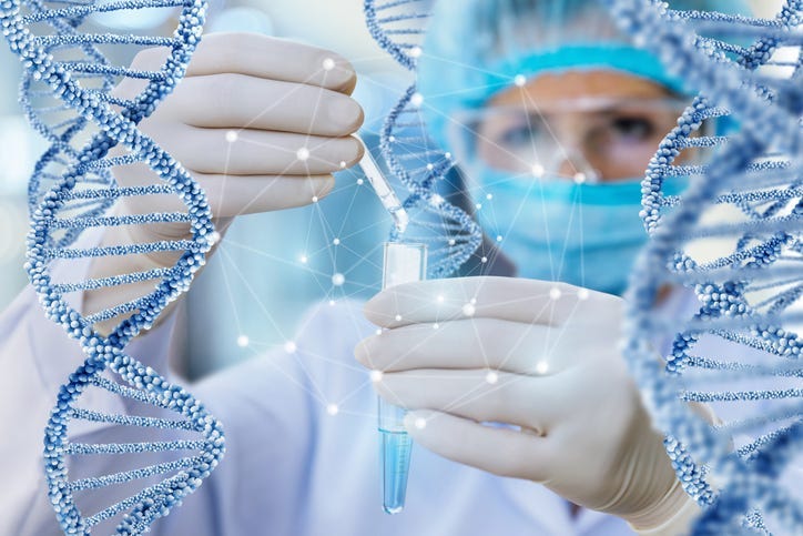 Scientist looking at DNA.