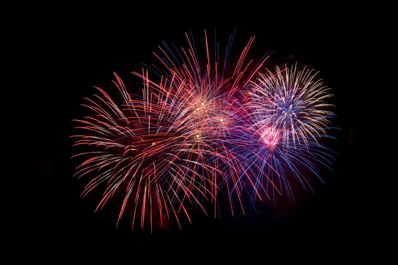 Fireworks on black sky. Fourth of July, Independence day - stock photo An assortment of fireworks on a black sky. Fourth of July celebration