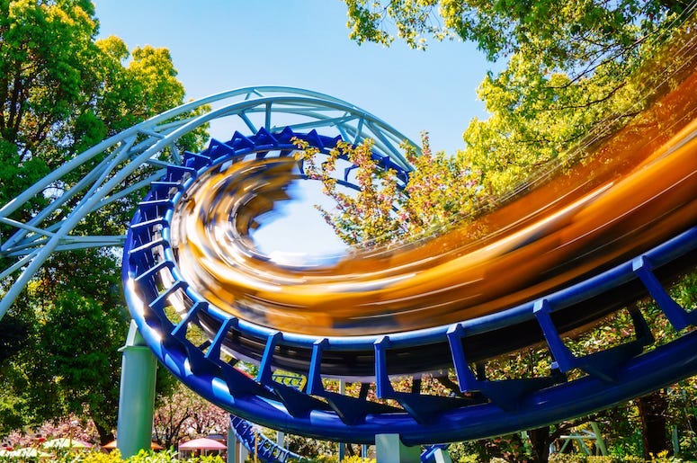Roller Coaster, Amusement Park, Fast, Blurry