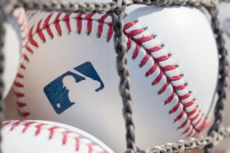 PHILADELPHIA, PA - JUNE 28: A baseball with MLB logo is seen at Citizens Bank Park before a game between the Washington Nationals and Philadelphia Phillies.