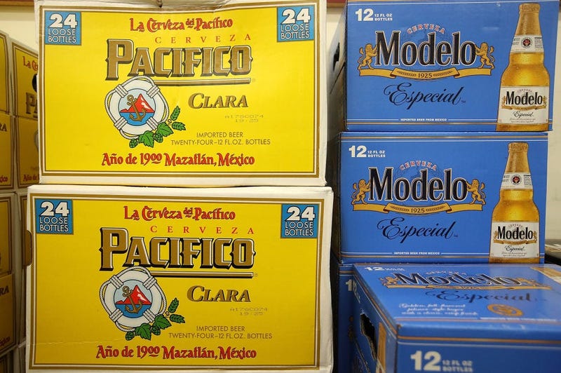  Cases of Modelo and Pacifico beer are displayed in a cooler at Marin Beverage Outlet on June 29, 2018 in San Rafael, California. 