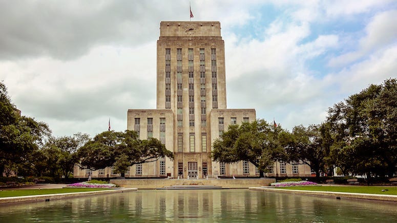 Houston, Texas, City Hall, Downtown, Cloudy