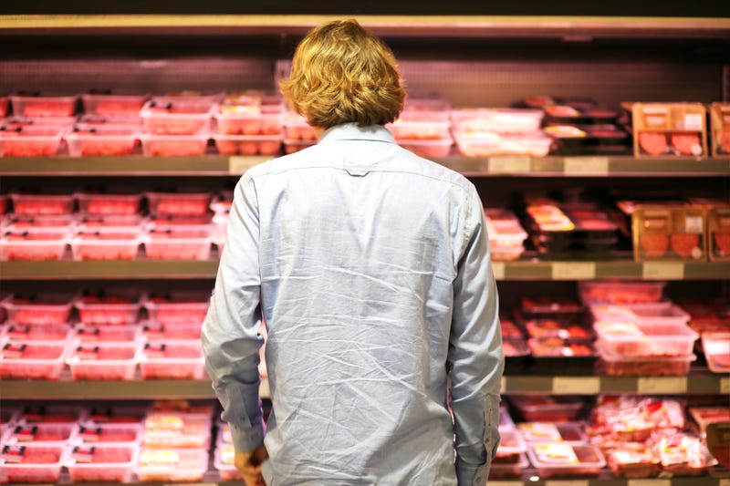 meat aisle at grocery store