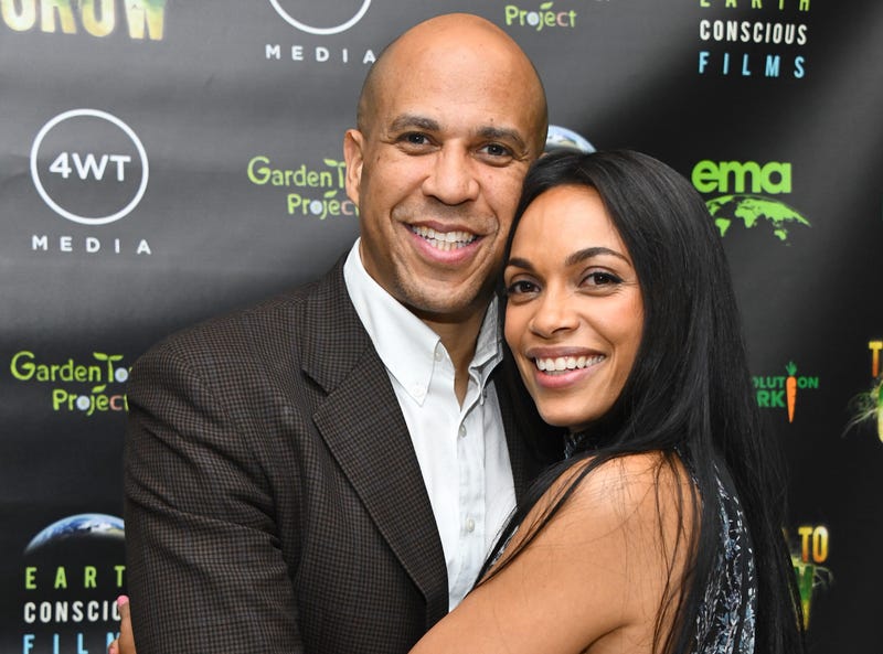 Senator Cory Booker and Rosario Dawson at the LA Premiere & Global Free Screening Launch of Rosario Dawson's Eco-Solution Film "The Need To GROW" on October 09, 2019 in Los Angeles, California