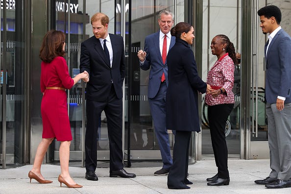 Prince Harry and Meghan Markle were joined by Gov. Kathy Hochul and Mayor Bill de Blasio, as well as de Blasio’s wife, Chirlane McCray, and their son, Dante de Blasio.