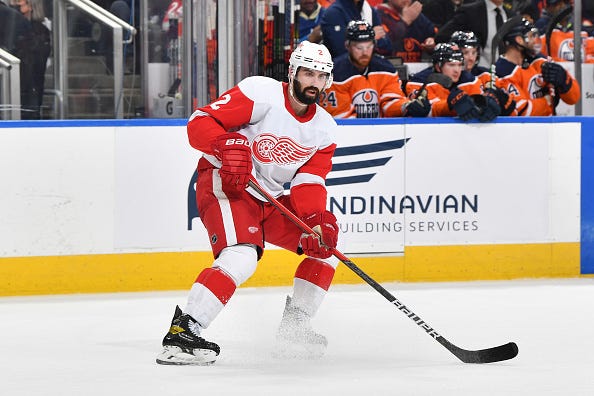 Nick Leddy skates during the game against the Edmonton Oilers on March 15, 2022 at Rogers Place in Edmonton, Alberta, Canada.