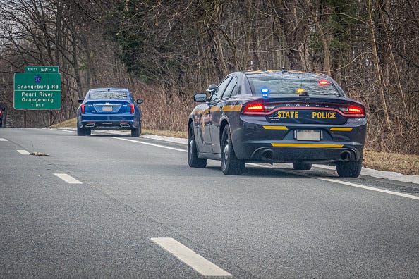 New York State Police conduct a traffic stop