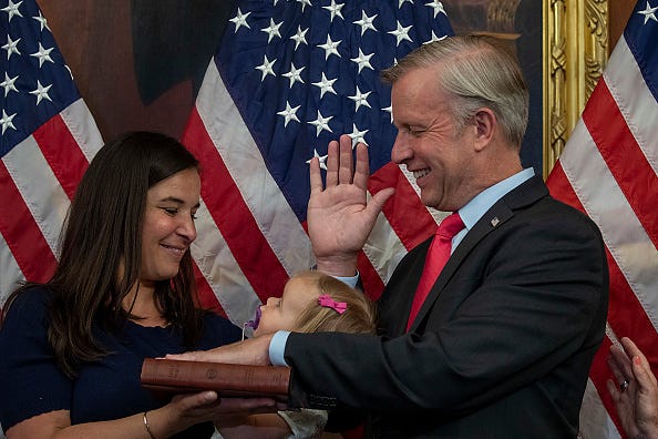 Rep. Chris Jacobs (R-NY) participates in a ceremonial swearing-in ceremony at the U.S. Capitol on July 21, 2020 in Washington, DC