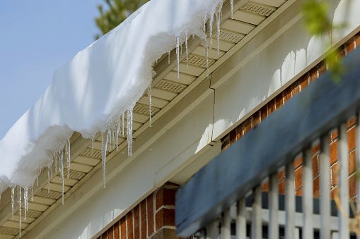 Ice buildup on a roof