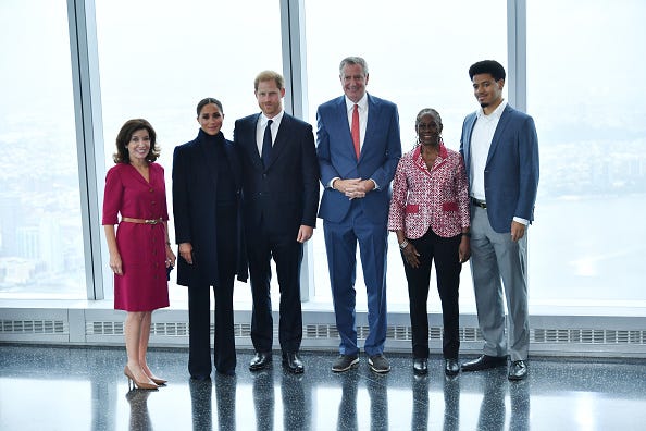 Prince Harry and Meghan Markle were joined by Gov. Kathy Hochul and Mayor Bill de Blasio, as well as de Blasio’s wife, Chirlane McCray, and their son, Dante de Blasio.