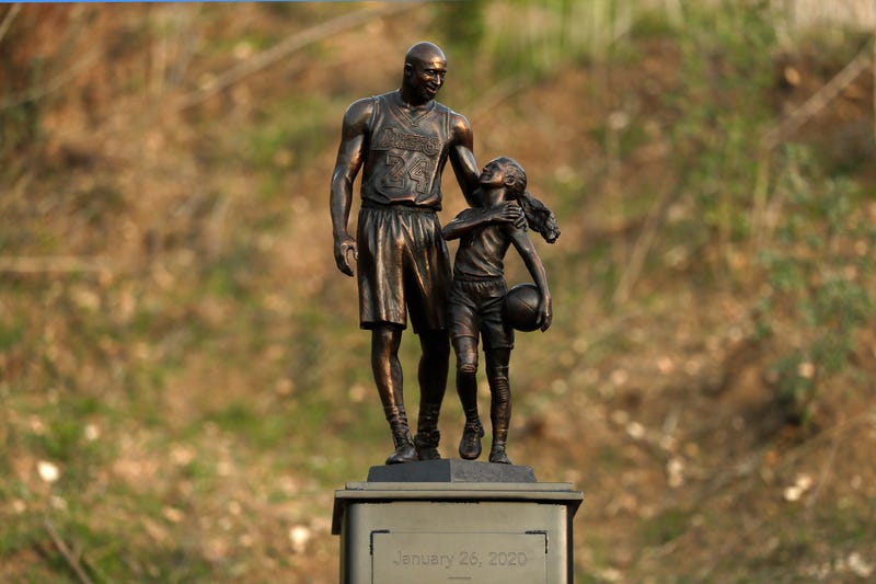 Statue honoring Kobe and Gianna Bryant.