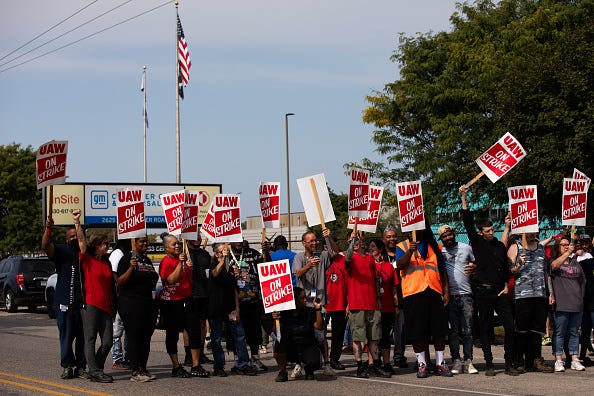 United Auto Workers (UAW) members and supporters on a picket line