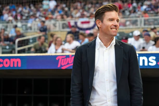 Now former Executive chair Joe Pohlad of the Minnesota Twins looks on against the Los Angeles Angels on September 22, 2023 at Target Field in Minneapolis, Minnesota. 