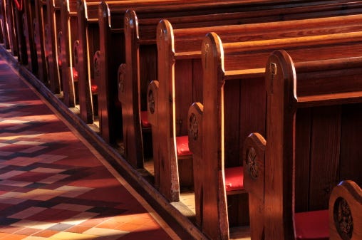 Empty church pews